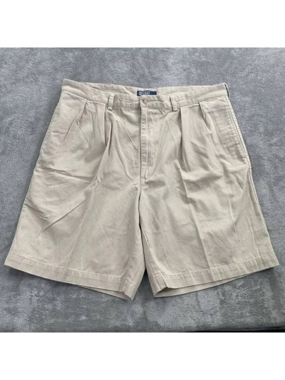 Vintage Polo Ralph Lauren Tyler Classic Chino Shorts Men 40 Pleated Beige Preppy